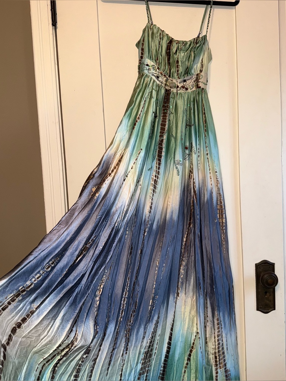 Y2K vintage BCBGMaxAzria Blue Green Ombre Maxi Dress, size xs
